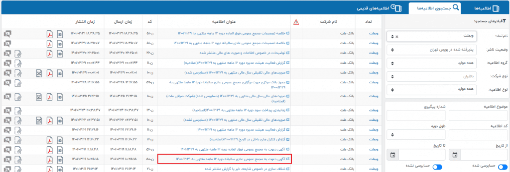 آگهی دعوت به مجمع در کدال