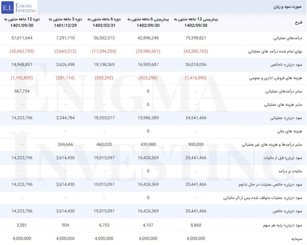 صورت سود و زیان در تحلیل فسبزوار