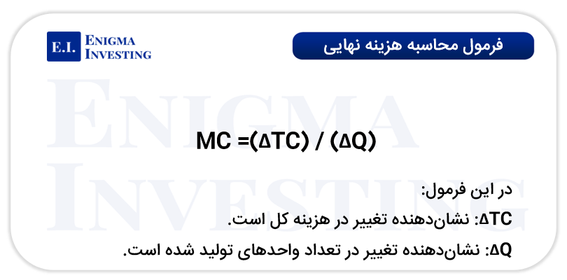 فرمول محاسبه هزینه نهایی