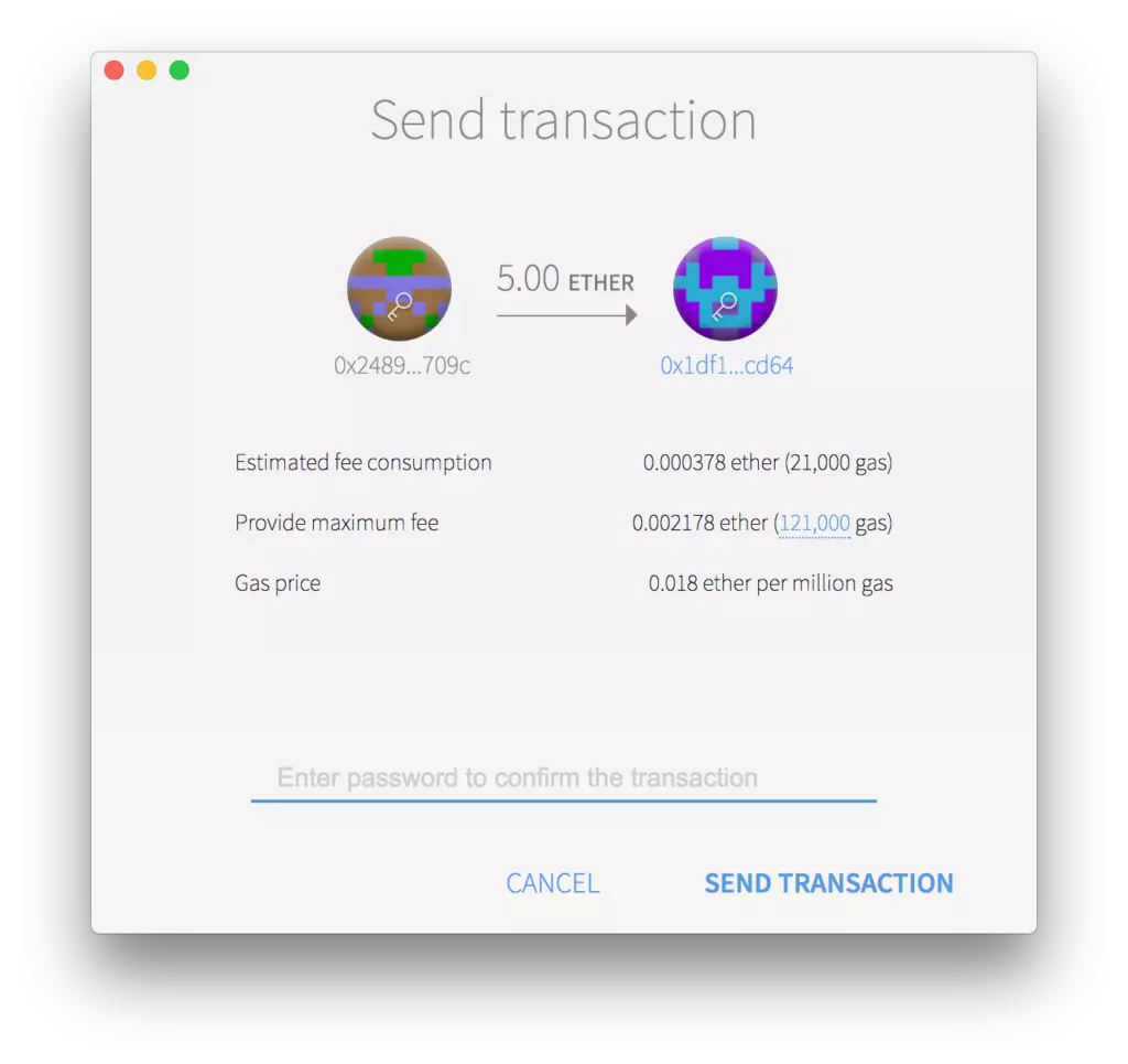فرایند ارسال اتر در کیف پول میست اتریوم