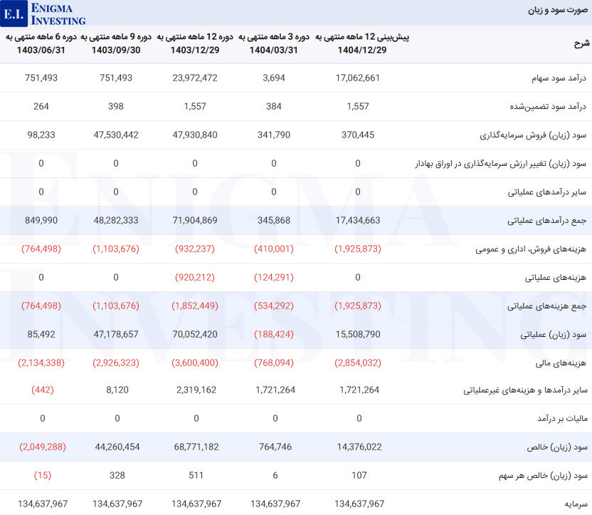 صورت سود و زیان در تحلیل بنیادی خبهمن
