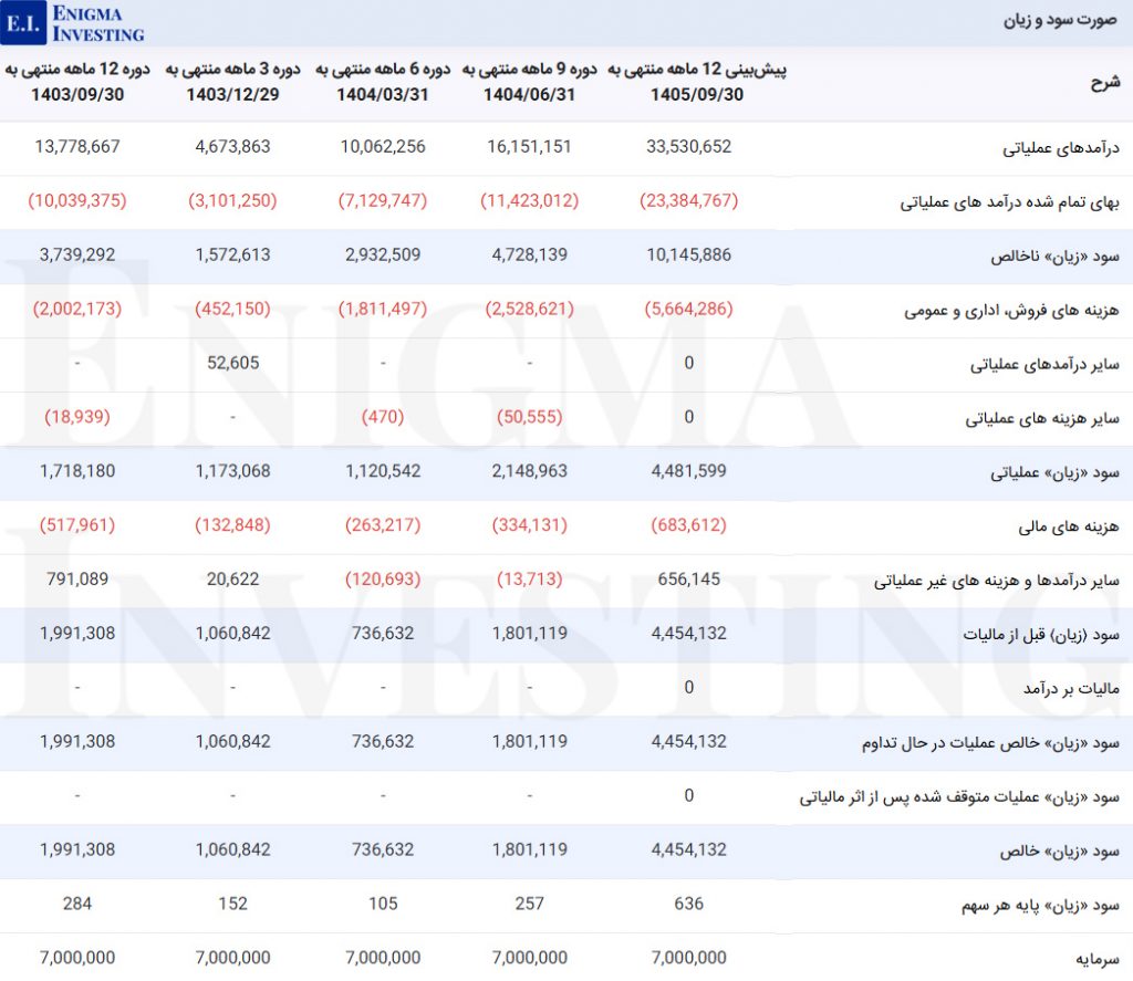 صورت سود و زیان غویتا