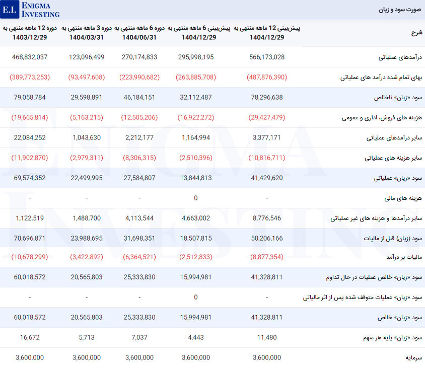 صورت سود و زیان در تحلیل شکبیر