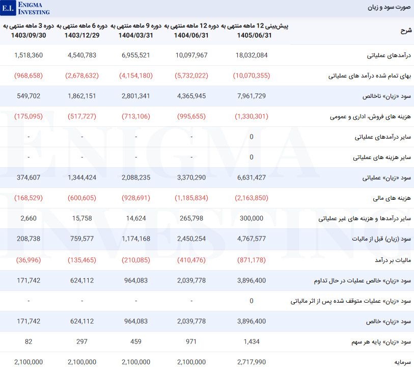 صورت سود و زیان شملی 